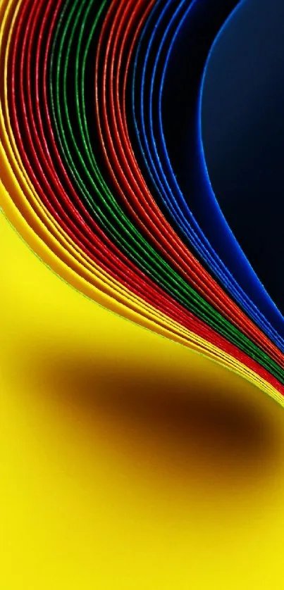 Colorful abstract paper wave wallpaper, vibrant and artistic for mobile screens.