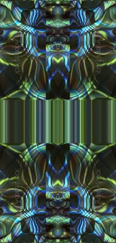 Abstract colorful pattern with blue and green hues on a mobile wallpaper.