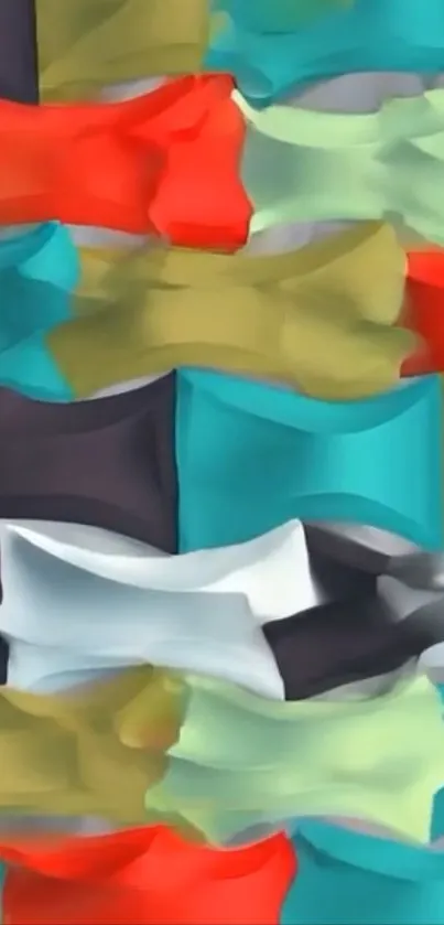 Colorful abstract pattern with bold tones and geometric shapes.