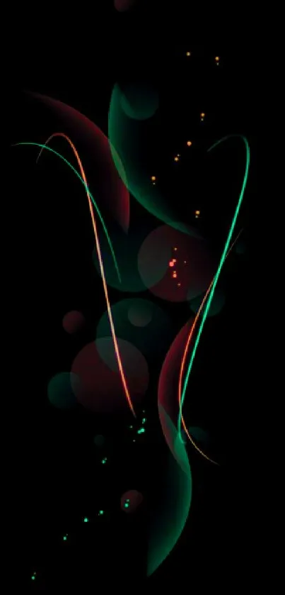 Abstract mobile wallpaper with neon and colorful lines on a black background.