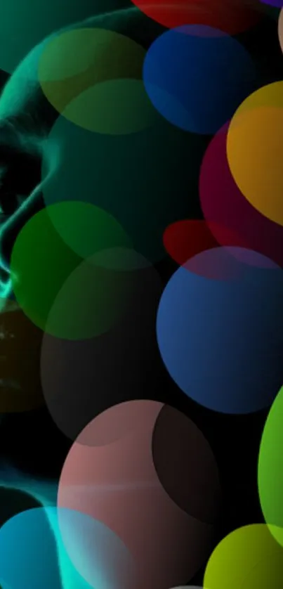Colorful abstract wallpaper with silhouette profile.