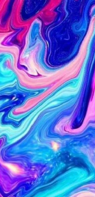 Colorful abstract wallpaper with vibrant swirling blues, pinks, and purples.