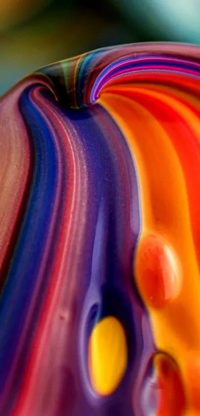 Vibrant abstract wallpaper with orange, purple, and blue swirls.