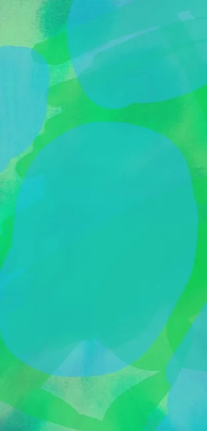 Colorful abstract wallpaper with blue and green shapes.