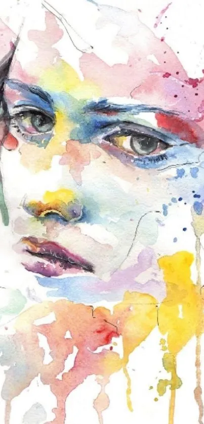 Vibrant abstract watercolor portrait wallpaper.