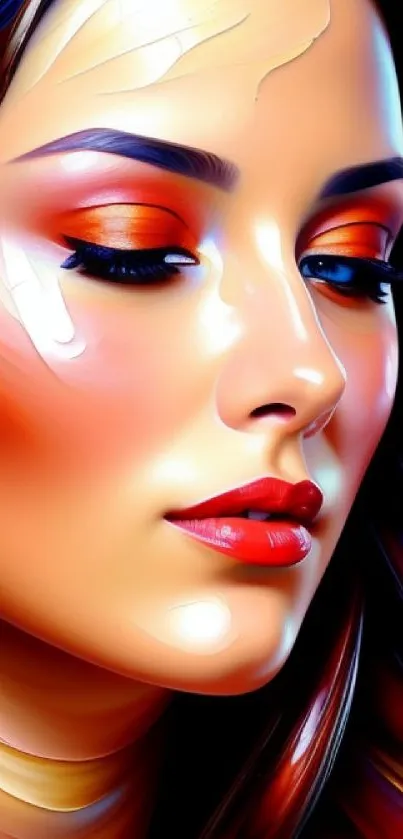 Vibrant abstract portrait wallpaper with rich colors and artistic design.