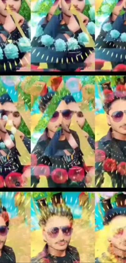 Dynamic collage of colorful abstract portraits.