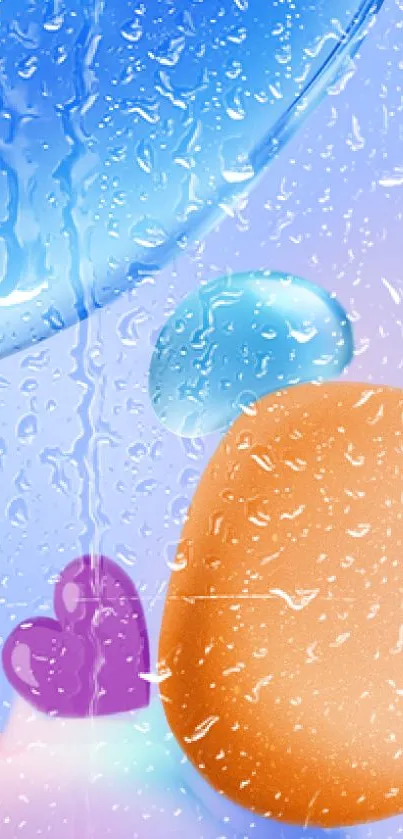 Colorful abstract wallpaper with raindrops and vibrant hues.