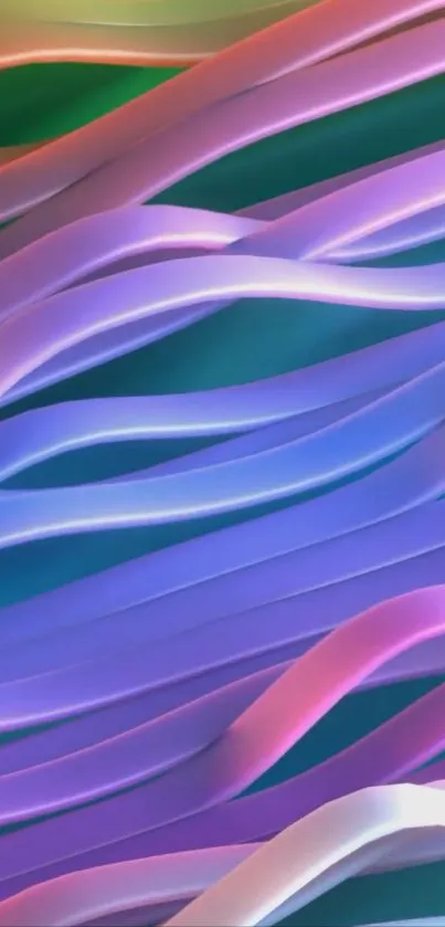 Colorful abstract ribbon wallpaper with dynamic flowing lines.