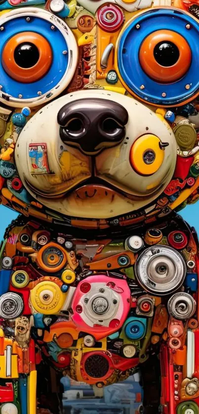Colorful abstract robot art with intricate details.