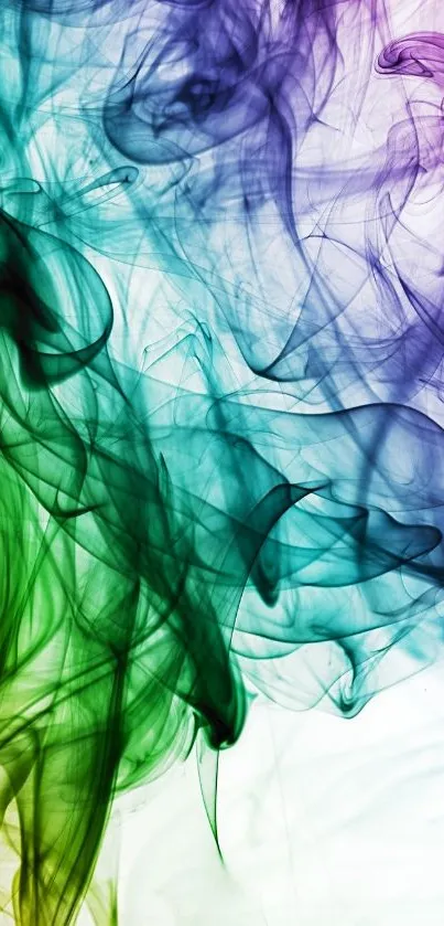 Vibrant abstract smoke in purple, blue, green hues.