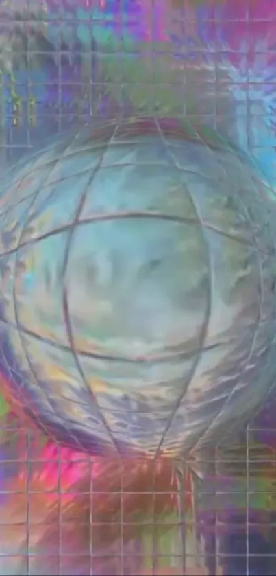 Colorful abstract sphere with reflective textures