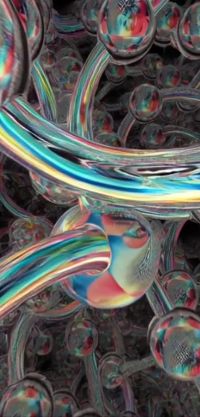 Colorful abstract spheres with metallic sheen.