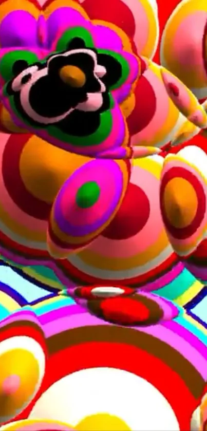 Colorful abstract spheres with a psychedelic pattern.
