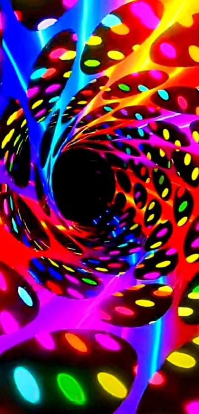 Colorful abstract spiral with bright neon colors.