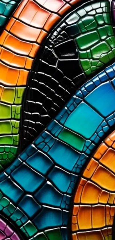 Colorful abstract stained glass wallpaper with vibrant hues.