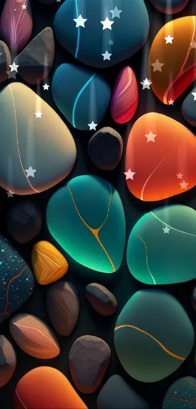 Colorful abstract stone design phone wallpaper.