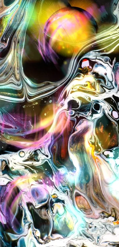 Vibrant abstract swirl wallpaper with colorful patterns.