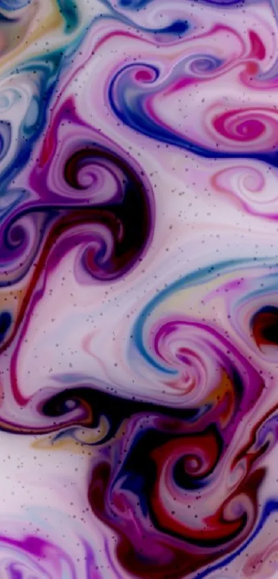 Colorful abstract swirl wallpaper with purple and pink tones.