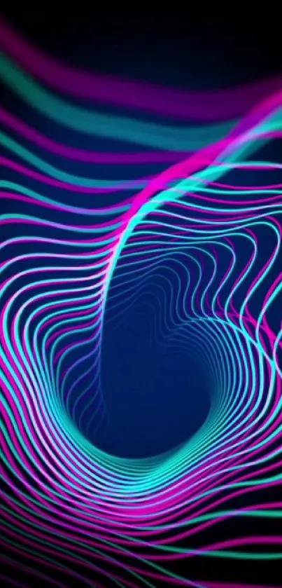 Colorful abstract swirl wallpaper with vibrant neon lines and dark background.