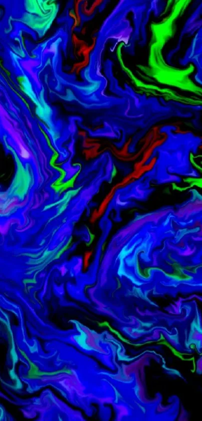 Colorful abstract swirl wallpaper with neon hues.