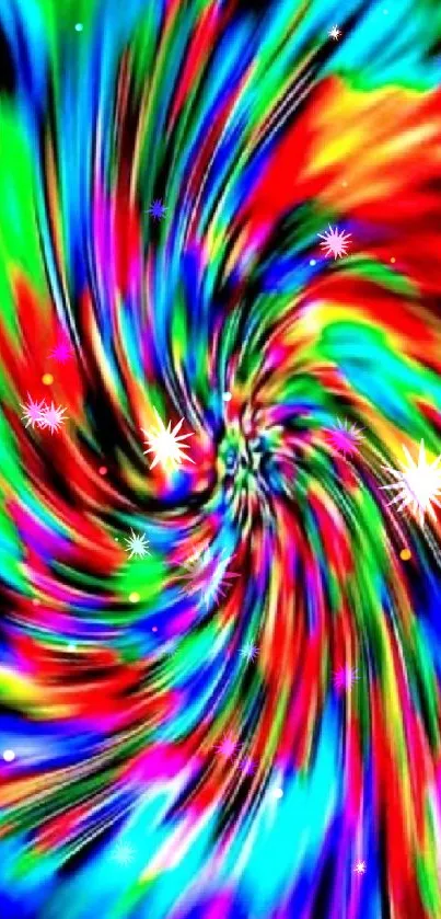 Vibrant abstract swirl with dynamic colorful pattern for mobile wallpaper.