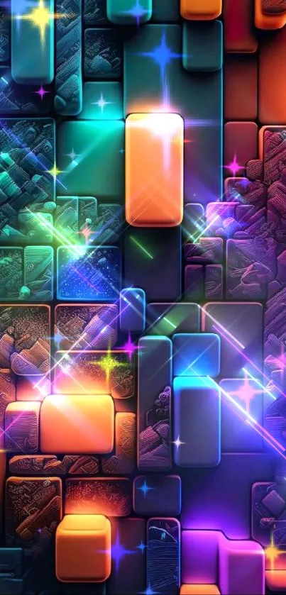 Vibrant abstract wallpaper with colorful geometric blocks.