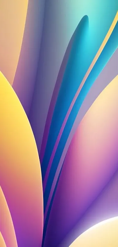 Vibrant abstract wallpaper with colorful curves and gradients.