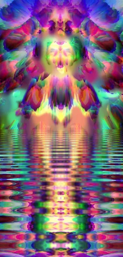 Colorful abstract pattern with water reflection in purple tones.