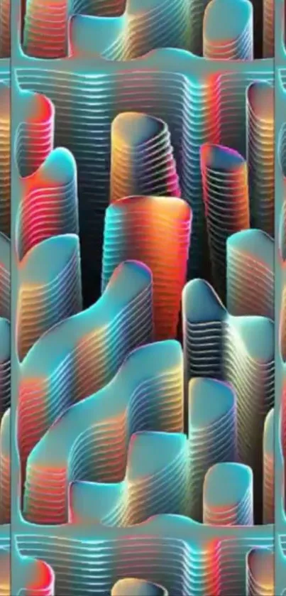Colorful 3D wave abstract wallpaper design.