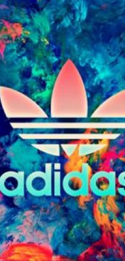 Colorful Adidas logo with vibrant abstract design.