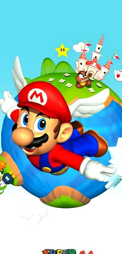 Vibrant Super Mario mobile wallpaper with playful, colorful design.