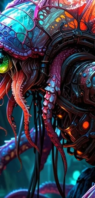 Colorful alien creature with intricate details and vibrant textures.