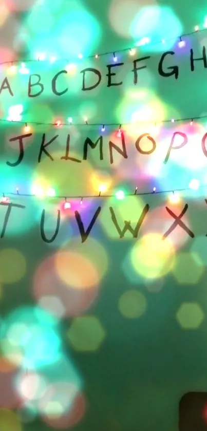 Colorful bokeh wallpaper with alphabet lights.