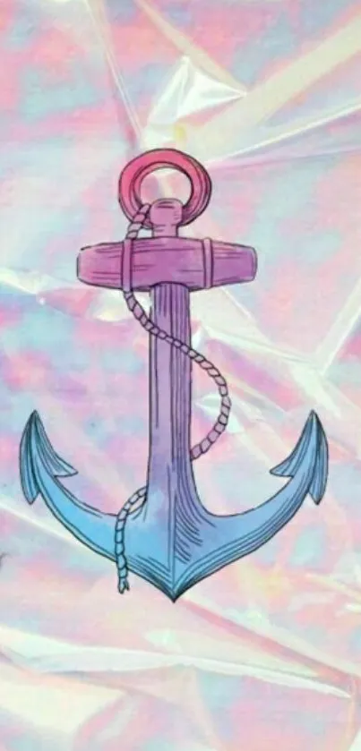 Colorful pastel anchor on a gradient background mobile wallpaper.