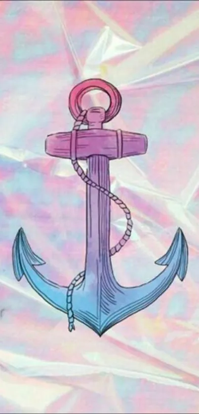 Colorful pastel anchor mobile wallpaper with a nautical theme.