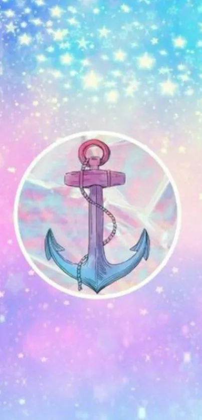 Pastel anchor with starry sky wallpaper.