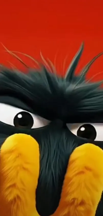 Close-up of animated character with expressive eyes and yellow features.