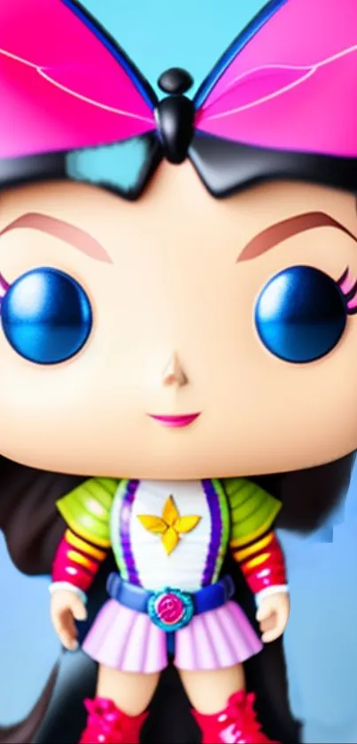 Vibrant Funko Pop style anime character wallpaper.