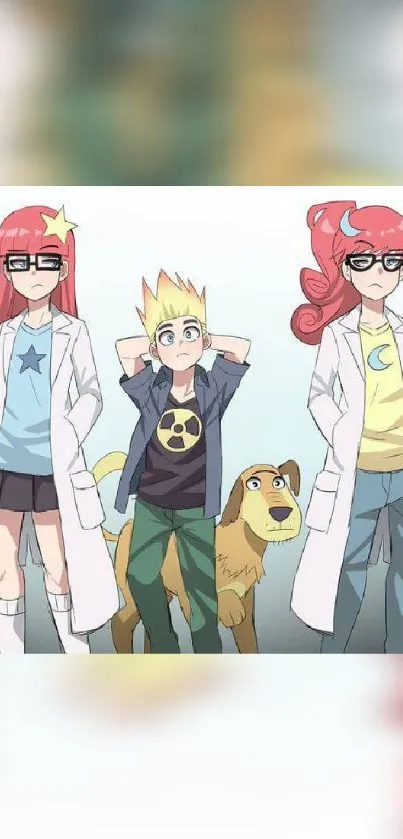 Anime lab team with vibrant colors and playful designs.