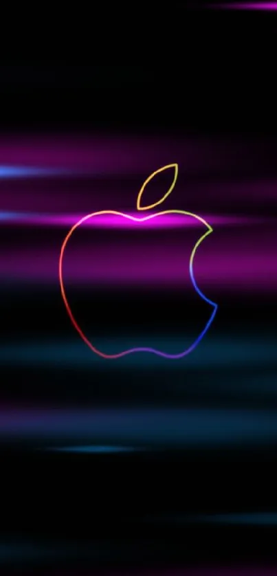 Colorful Apple logo on black background wallpaper.