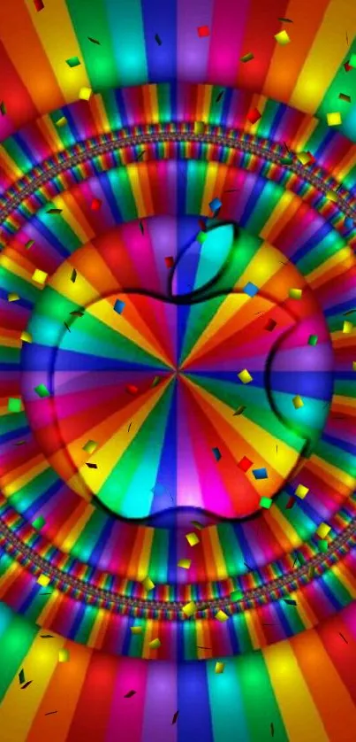 Colorful rainbow Apple logo wallpaper for phone.