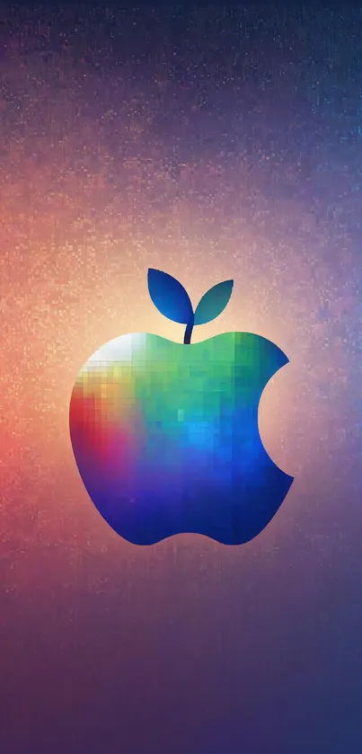 Colorful Apple logo on gradient background wallpaper.