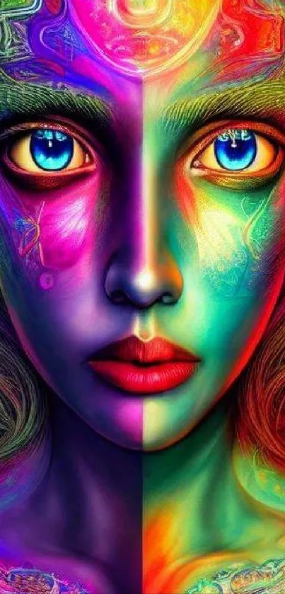 Colorful abstract artistic face wallpaper with vibrant colors