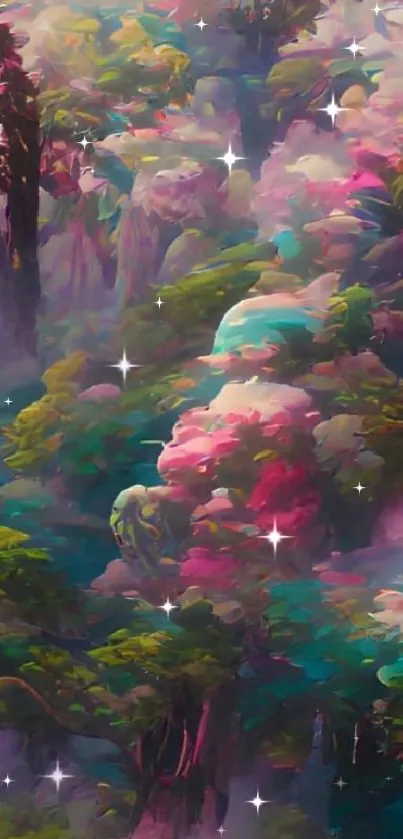 Colorful artistic forest wallpaper for mobile.