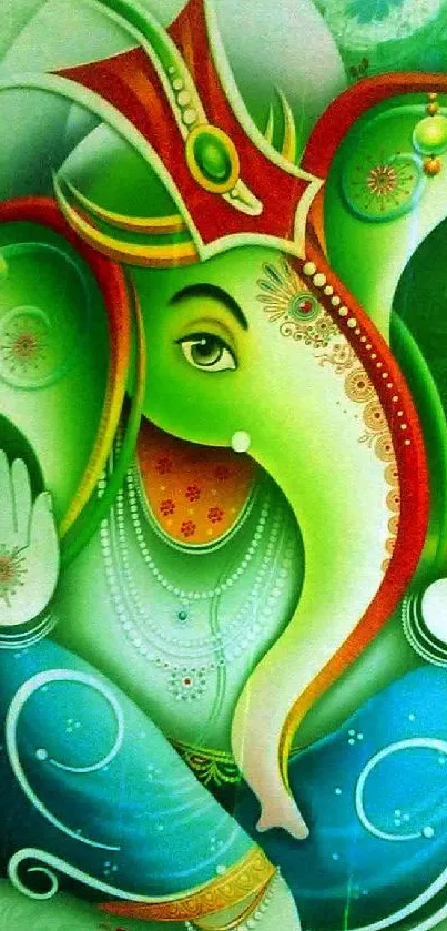 Colorful Ganesha wallpaper with vibrant design.