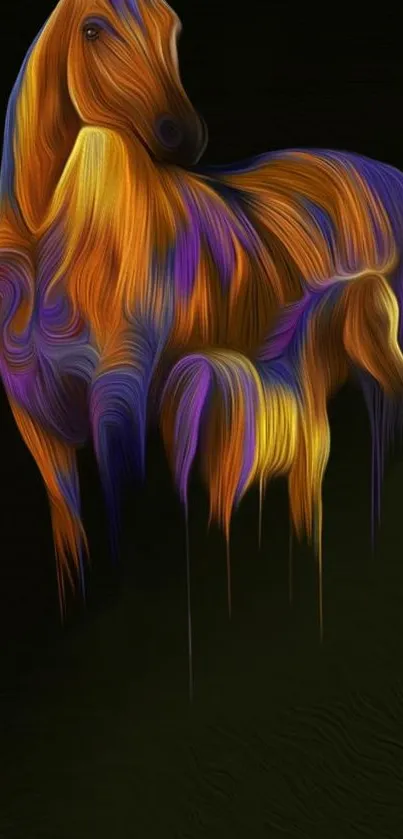 Abstract horse design with orange and purple tones for mobile wallpaper.