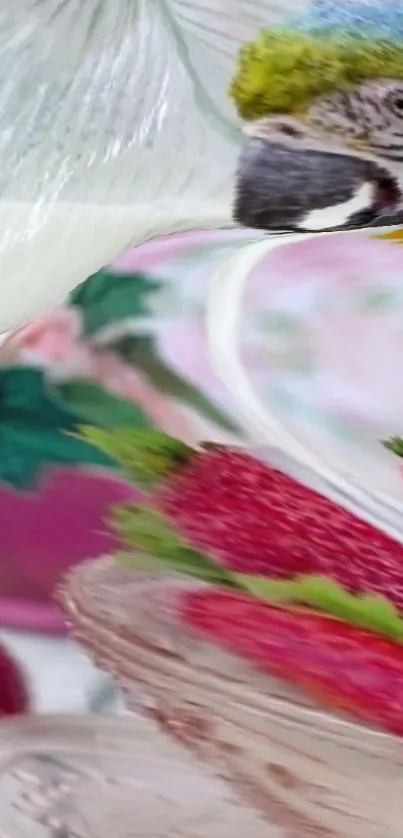 Artistic parrot design with abstract colors and vibrant details.