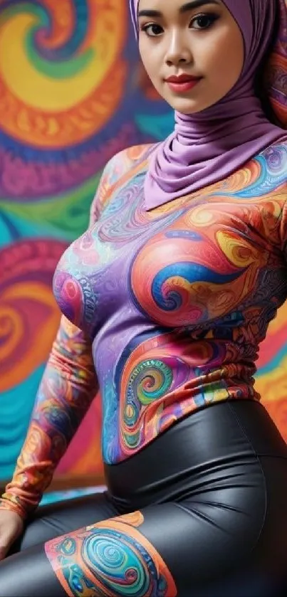 Vibrant artistic wallpaper with colorful patterns.