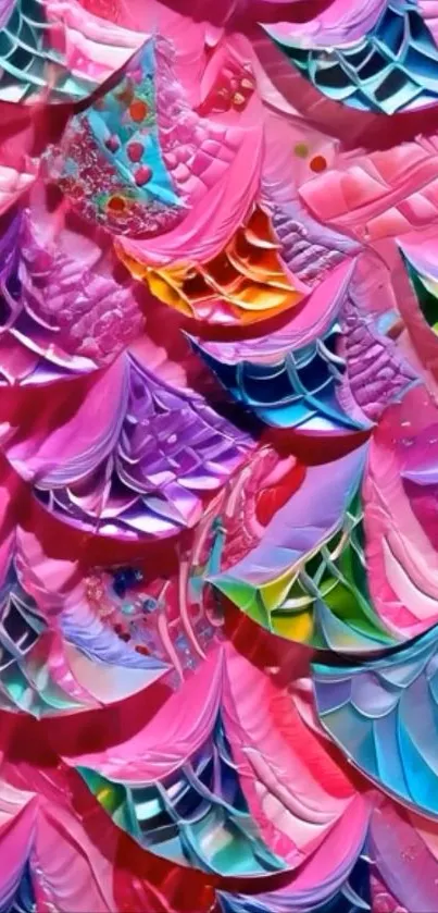 Vibrant and textured colorful wallpaper design with abstract patterns.